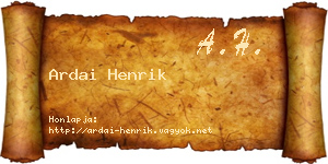Ardai Henrik névjegykártya